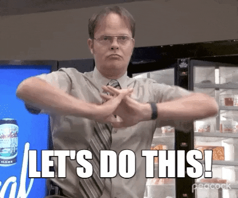 GIF Dwight von The Office – Let's do this! Starte jetzt deine Altkleider Sammelaktion im Büro.